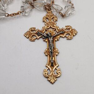 1/20th 12k Gold Filled Vintage Rosary with Crystal Prism Beads
